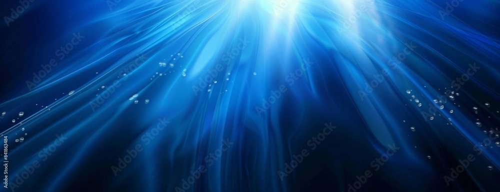 Naklejka premium Underwater Light Rays with Bubbles, Generative AI