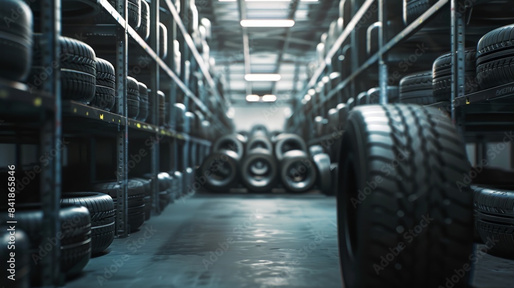 Car tires in the factory warehouse Car tires in the factory warehouse