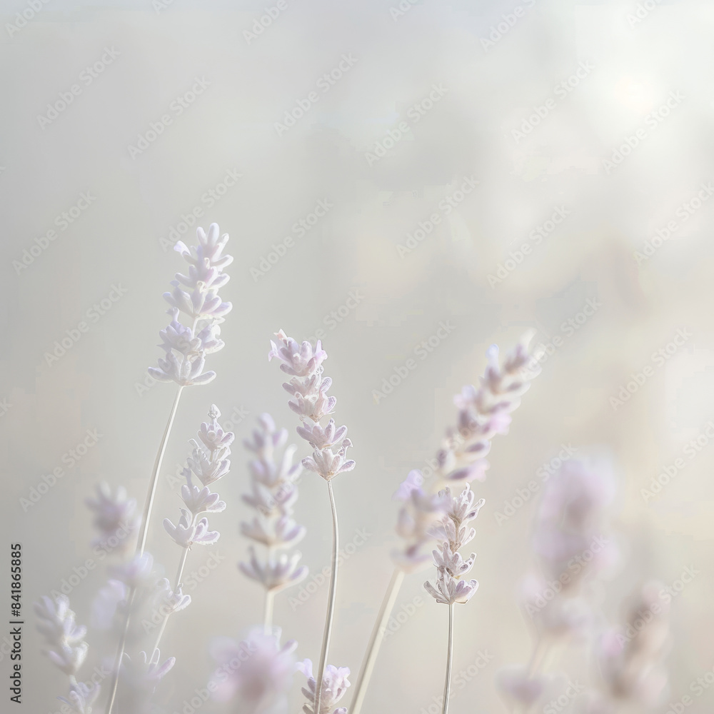 Lavender sprigs with soft shadows on a white backdrop, macro shot emphasizing delicate details and a calming hue. Lavender sprigs with soft shadows on a white backdrop, macro shot emphasizing delicate details and a calming hue.