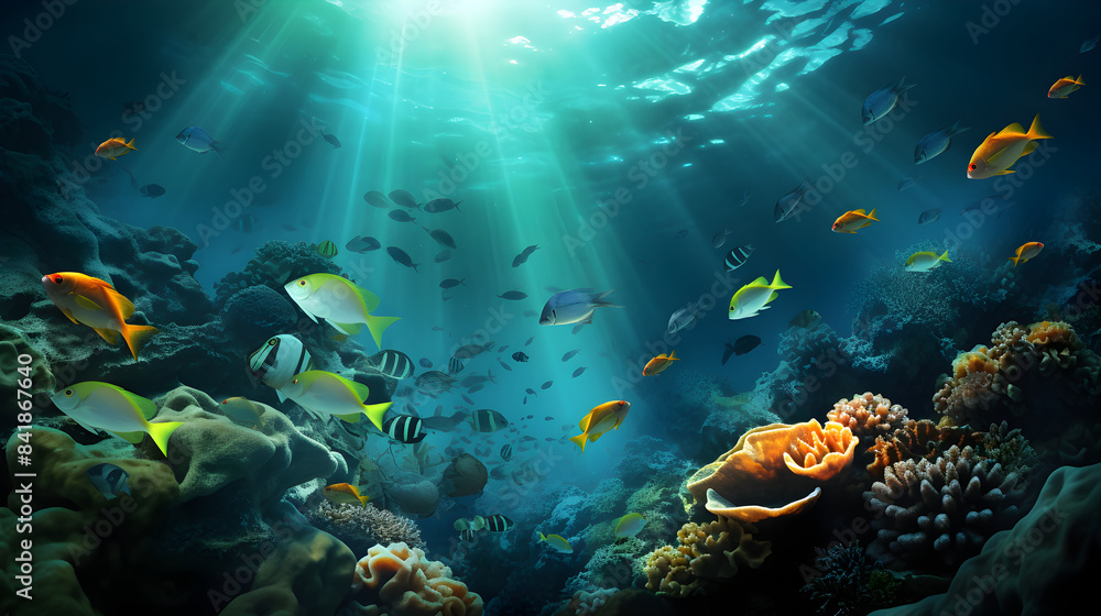 Fototapeta premium coral reef and fishes