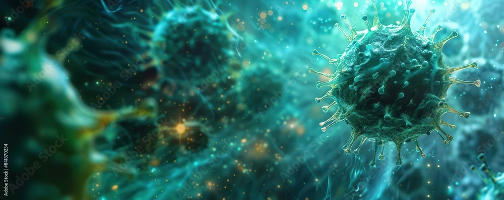 Abstract microscopic image of a cell with a complex structure. Abstract microscopic image of a cell with a complex structure.