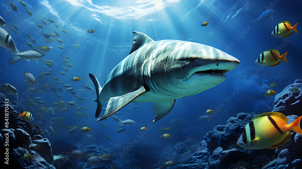 Naklejka premium shark in the ocean