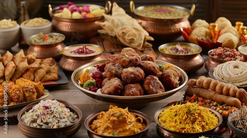 a large variety of food is displayed on a table photo