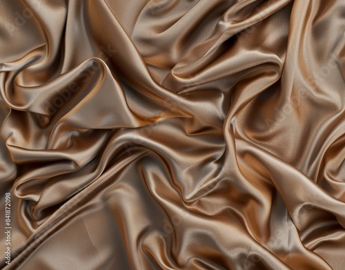 Silky Brown Fabric Texture Background Luxurious Folded Material for Fashion Backdrops