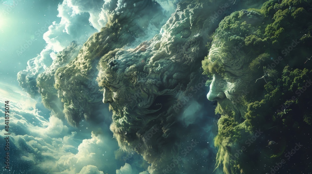 © Sunijsa - A group of four faces are on a mountain © Sunijsa - A group of four faces are on a mountain