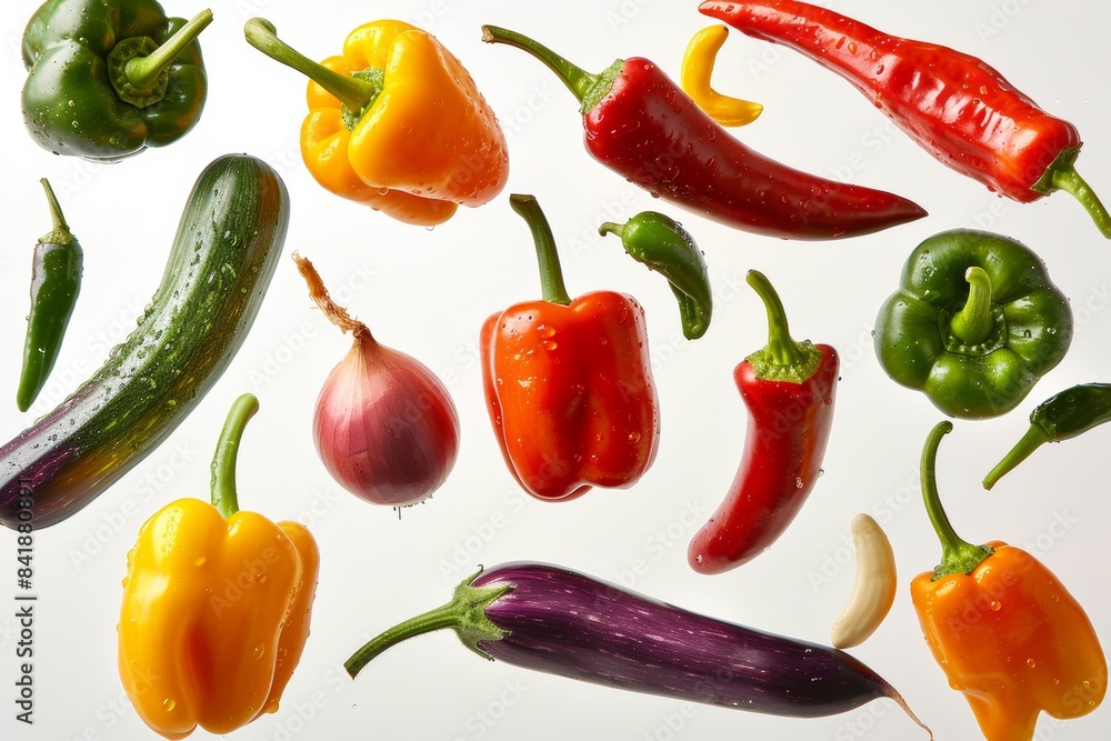 Colorful array of fresh vegetables isolated on white background Colorful array of fresh vegetables isolated on white background