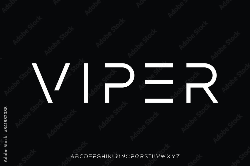 Modern minimalist alphabet display font vector. Viper futuristic typeface Modern minimalist alphabet display font vector. Viper futuristic typeface