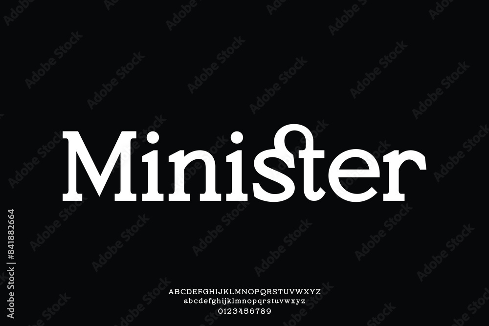 Elegant classic slab serif alphabet display font vector. Unique minister typeface Elegant classic slab serif alphabet display font vector. Unique minister typeface