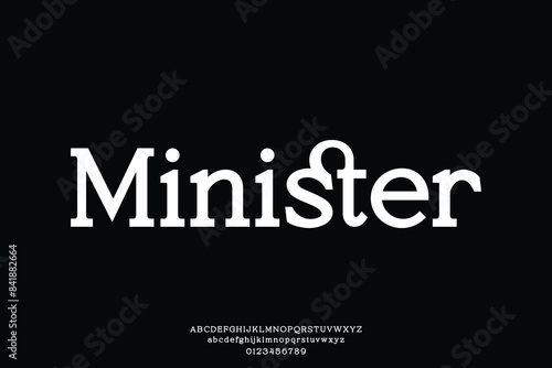 Elegant classic slab serif alphabet display font vector. Unique minister typeface
