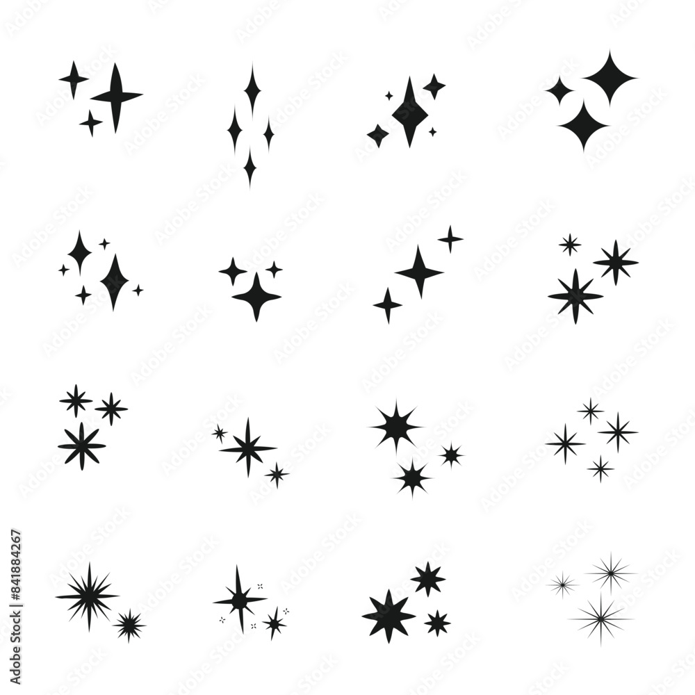 star Sparkle Icons set. Twinkle stars collection. Shine star icons. Effect shine, glitter, twinkling and clean. Vector illustration star Sparkle Icons set. Twinkle stars collection. Shine star icons. Effect shine, glitter, twinkling and clean. Vector illustration