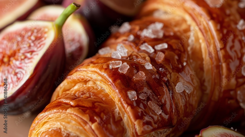 Fototapeta premium Closeup of croissant with fig 