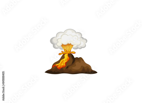 Vector illustration of a cartoon erupting volcano
