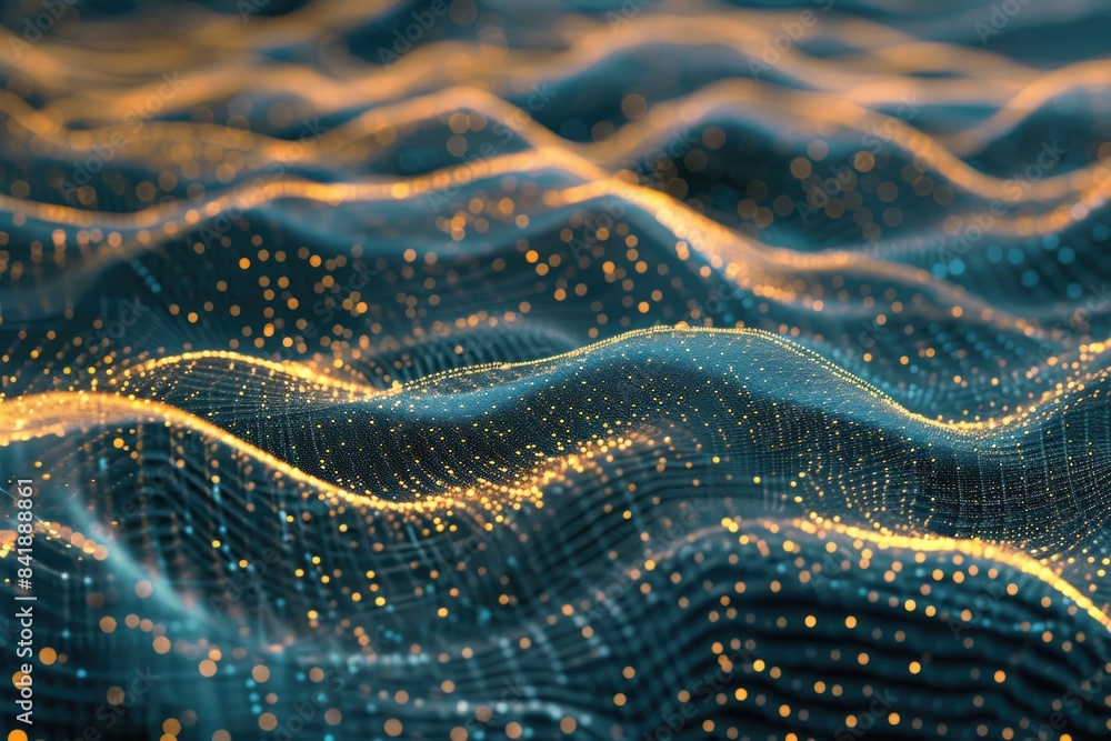 A computer-generated image featuring wavy lines and dots A computer-generated image featuring wavy lines and dots