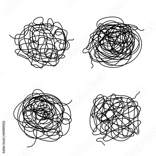 Tangled scribble logo icon sign Hand drawn ink sketch Decorative scrapbooking element Doodle abstract design style Fashion print for clothes greeting invitation card flyer banner poster cover book ad