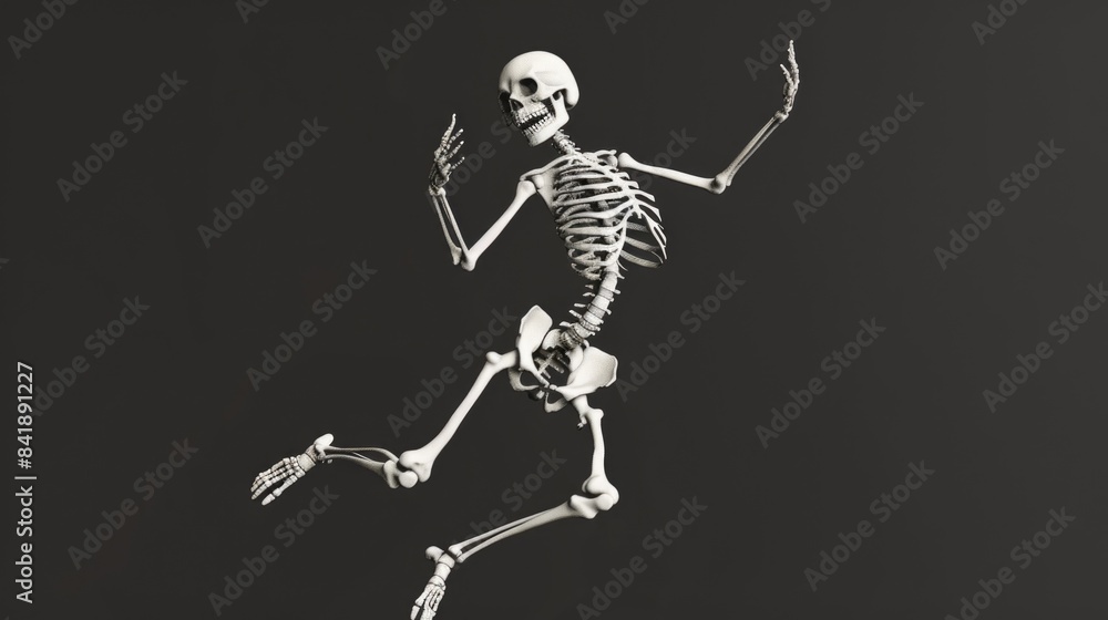 A black and white photo of a skeleton in motion A black and white photo of a skeleton in motion
