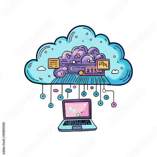 image of cloud compute. Minimal white background