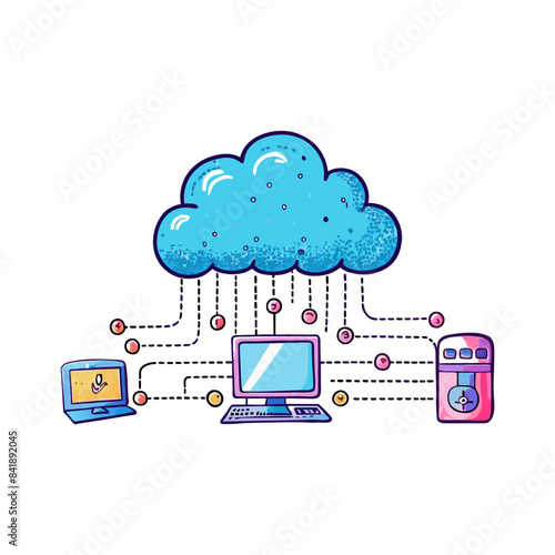 image of cloud compute. Minimal white background