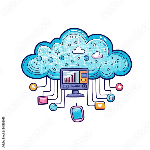 image of cloud compute. Minimal white background
