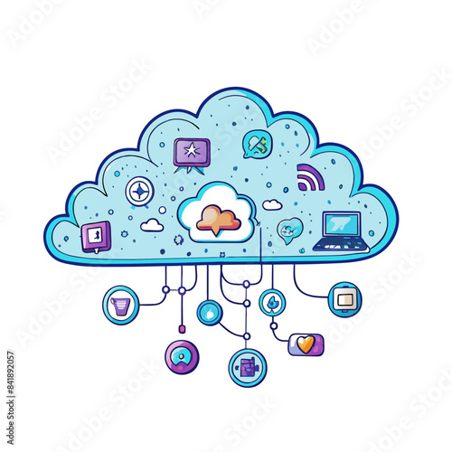 image of cloud compute. Minimal white background