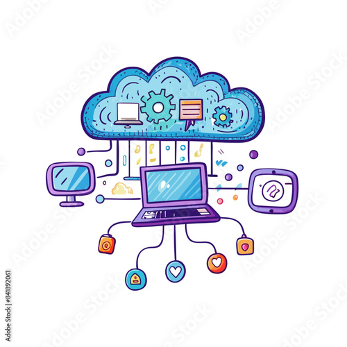image of cloud compute. Minimal white background