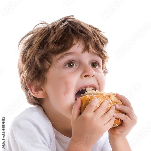 child eating sandwich