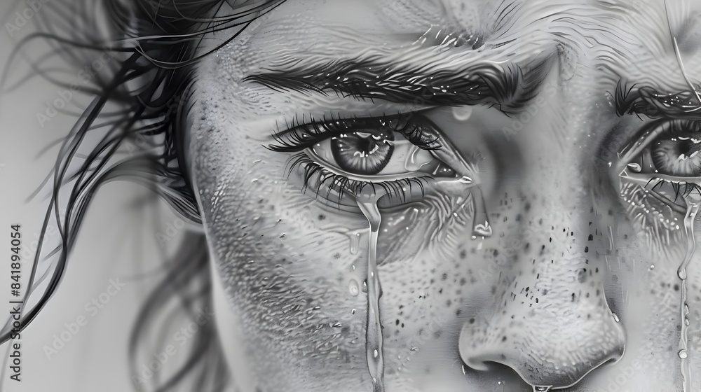 Obraz premium A Captivating Portrait of Profound Emotional Anguish and Solitary Grief