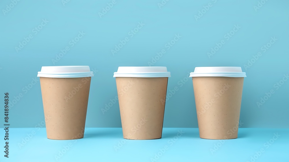 cardboard biodegradable eco friendly cups on a blue isolated background cardboard biodegradable eco friendly cups on a blue isolated background
