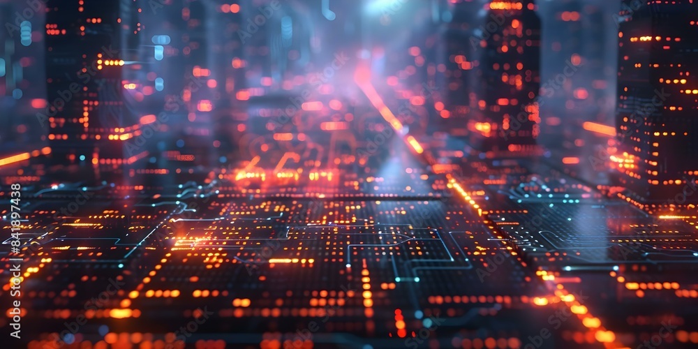 Fototapeta premium Digital art showcases complex code layers integral to software development and scripting. Concept Digital Art, Coding Layers, Software Development, Scripting, Complex Art Integration