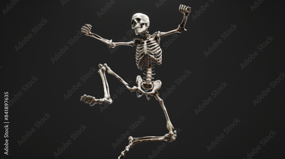 A skeleton is performing an aerial stunt in mid-air A skeleton is performing an aerial stunt in mid-air
