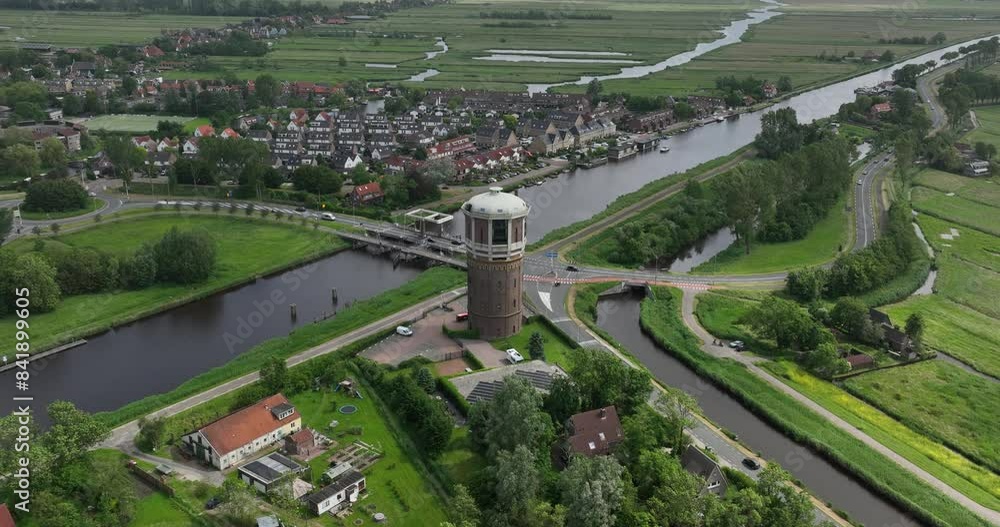 The Water Tower monumental building between Westzaan and Assendelft, aerial view. The Water Tower monumental building between Westzaan and Assendelft, aerial view.