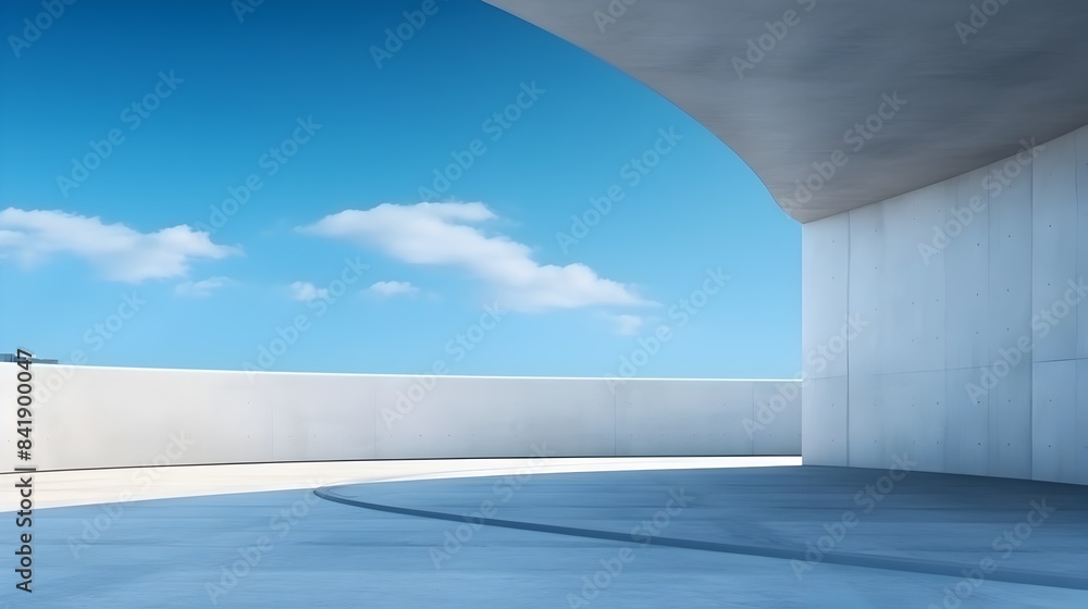 Sleek Architectural Design with Expansive Sky View in Empty Parking Space Sleek Architectural Design with Expansive Sky View in Empty Parking Space