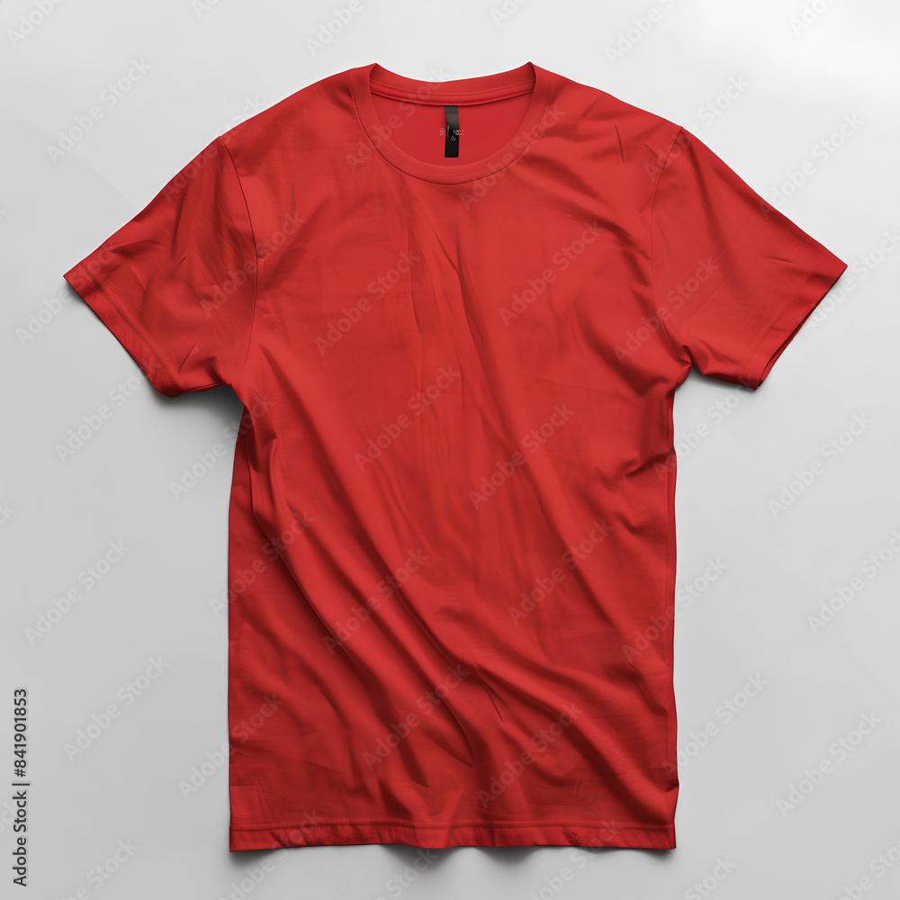 A plain red t-shirt mockup, front view, with no text or graphics on the shirt, styled as if it's lying flat against an empty background. A plain red t-shirt mockup, front view, with no text or graphics on the shirt, styled as if it's lying flat against an empty background.