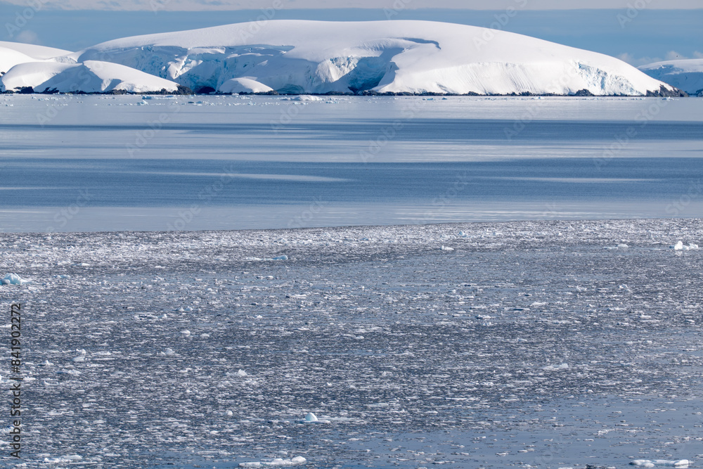 Southern ocean. Antarctica. Snowy land Endless water Southern ocean. Antarctica. Snowy land Endless water