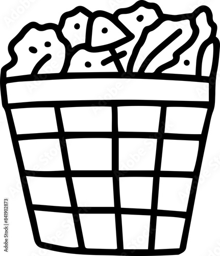 rubbish bin trashcan garbage trash doodle hand drawing outline