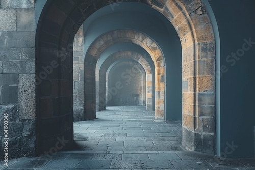  A historic abbey with cloistered walkways photo