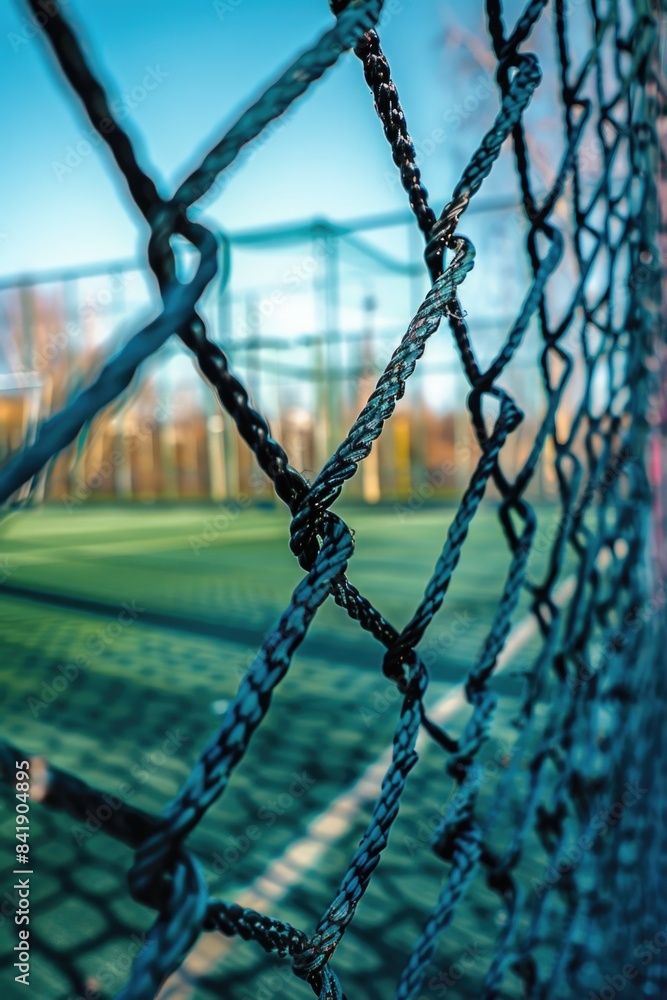A chain link fence with a baseball diamond and grassy field in the background