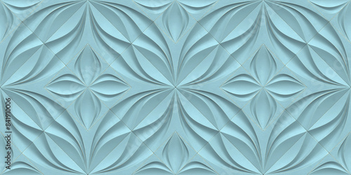 Elegant heart-shaped floral 3D wallpaper in soft blue photo