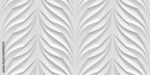 Seamless 3D white leaf pattern texture, perfect for backgrounds