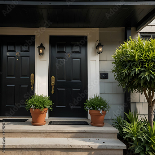 door with flowers and plants door  window  house  home  architecture  flower  flowers  wall  front  garden  exterior  building  entrance  pot  old  plants  plant  wood    doors  street  stone  