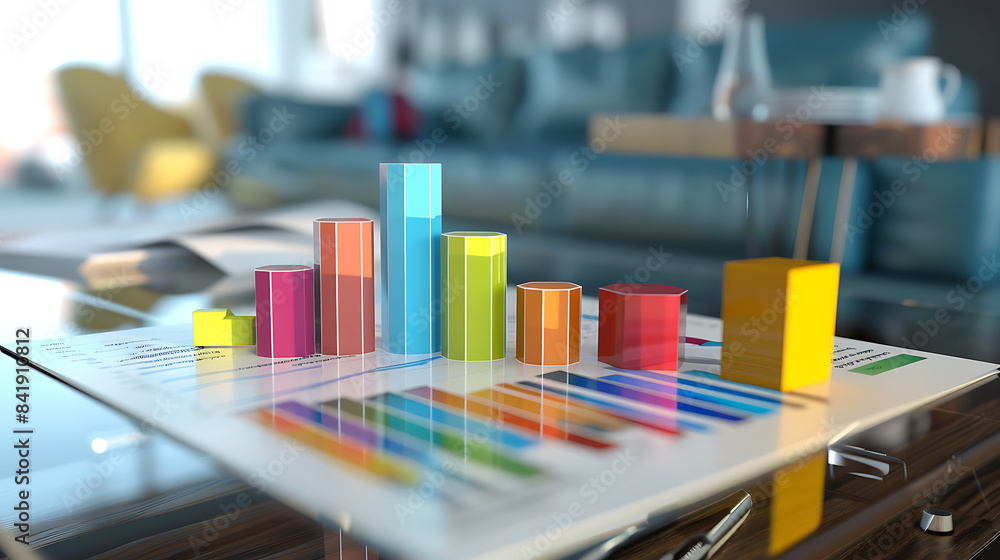 Business graph on coffee table, wallpaper, business direction that goes hand in hand with relaxation Business graph on coffee table, wallpaper, business direction that goes hand in hand with relaxation