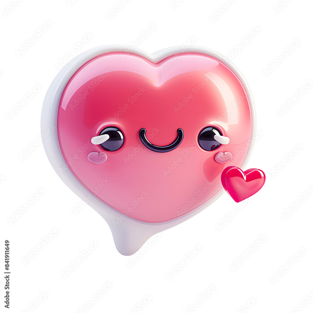 Cute pink smiling heart emoticon with a small heart, perfect for Valentine's Day, love, relationships, and expressing affection. Cute pink smiling heart emoticon with a small heart, perfect for Valentine's Day, love, relationships, and expressing affection.