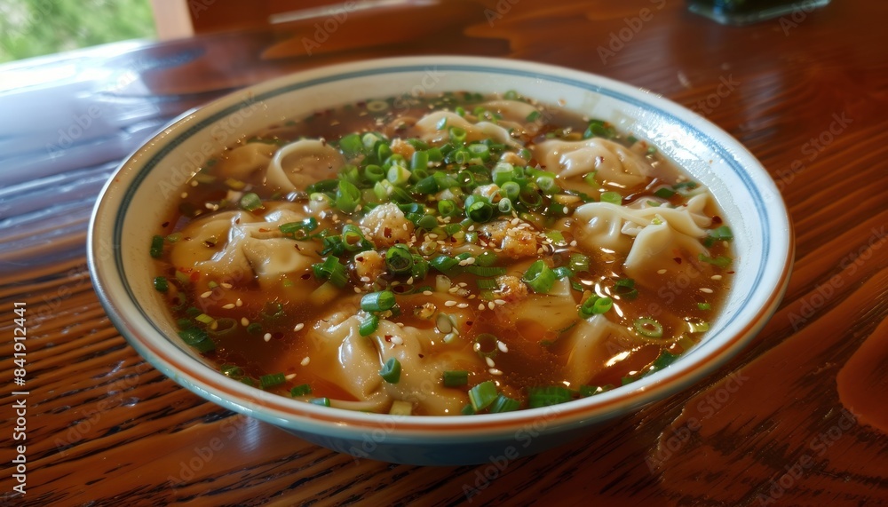 delicious wonton soup traditional asian food. delicious wonton soup traditional asian food.