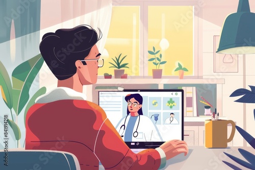 telemedicine, online doctor's appointment, modern technologies, doctor on laptop screen