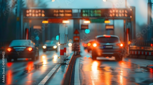 Toll Booth with Cars Passing Through in Shallow Depth of Field