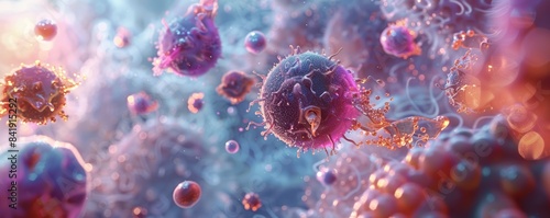 A visual representation of the tumor microenvironment, showcasing the complex interactions between cancer cells and surrounding tissue.