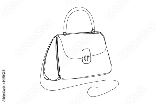 Doodle Line Art Bag Illustration. Silhouette Outline Bag Diplomat Case Symbol Contour Hand Drawn Curve Bag Line Decoration. Editable Vector Thin Stroke Sketch Drawing. 