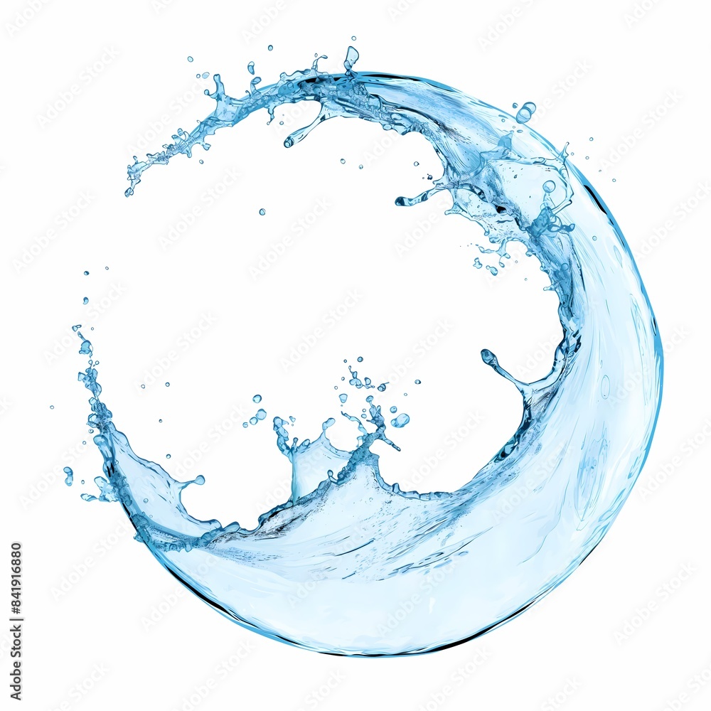 Obraz premium Round water splash circle, white background
