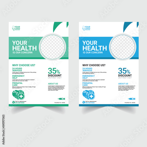  healthcare template design for a report and medical flyer design, leaflets decoration for printing and presentation vector.