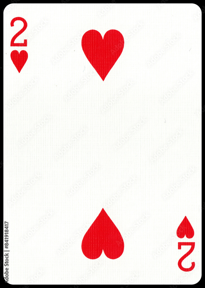 Casino et poker, carte à jouer, 2 de Cœur Casino et poker, carte à jouer, 2 de Cœur