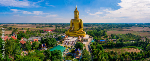 Aerial panorama view of Wat Muang, And Thong province.